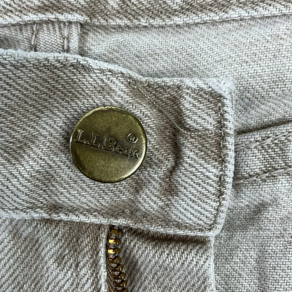 LL Bean Jeans Women 4 (ACTUAL 24x27) Beige High Waisted Pleated Vintage Taper